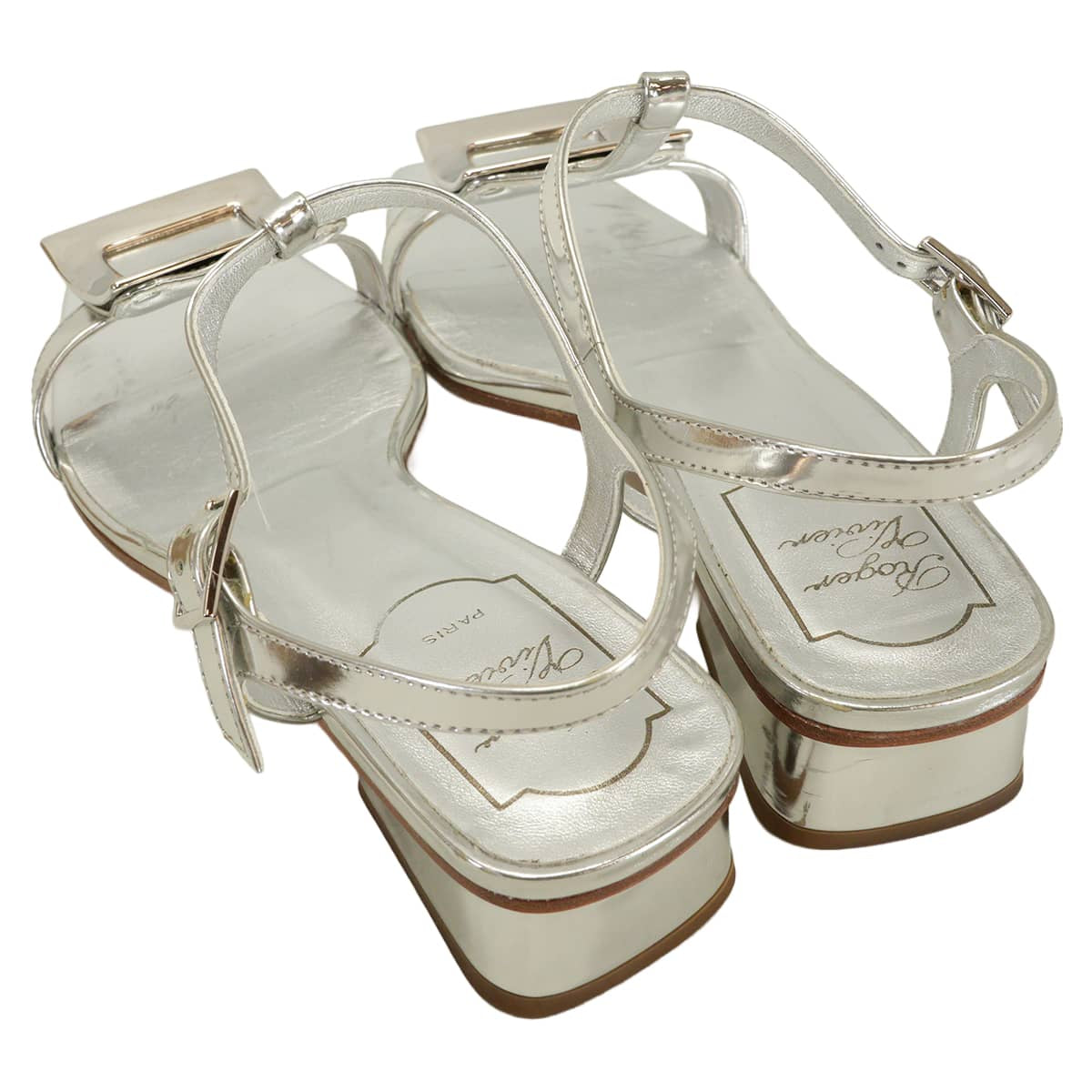 [Pre-loved] ROGER VIVIER sandals BikivivMetallic Silver Nappa leather #36 Silver HW RVW554271805[LIKE NEW][Authentic]