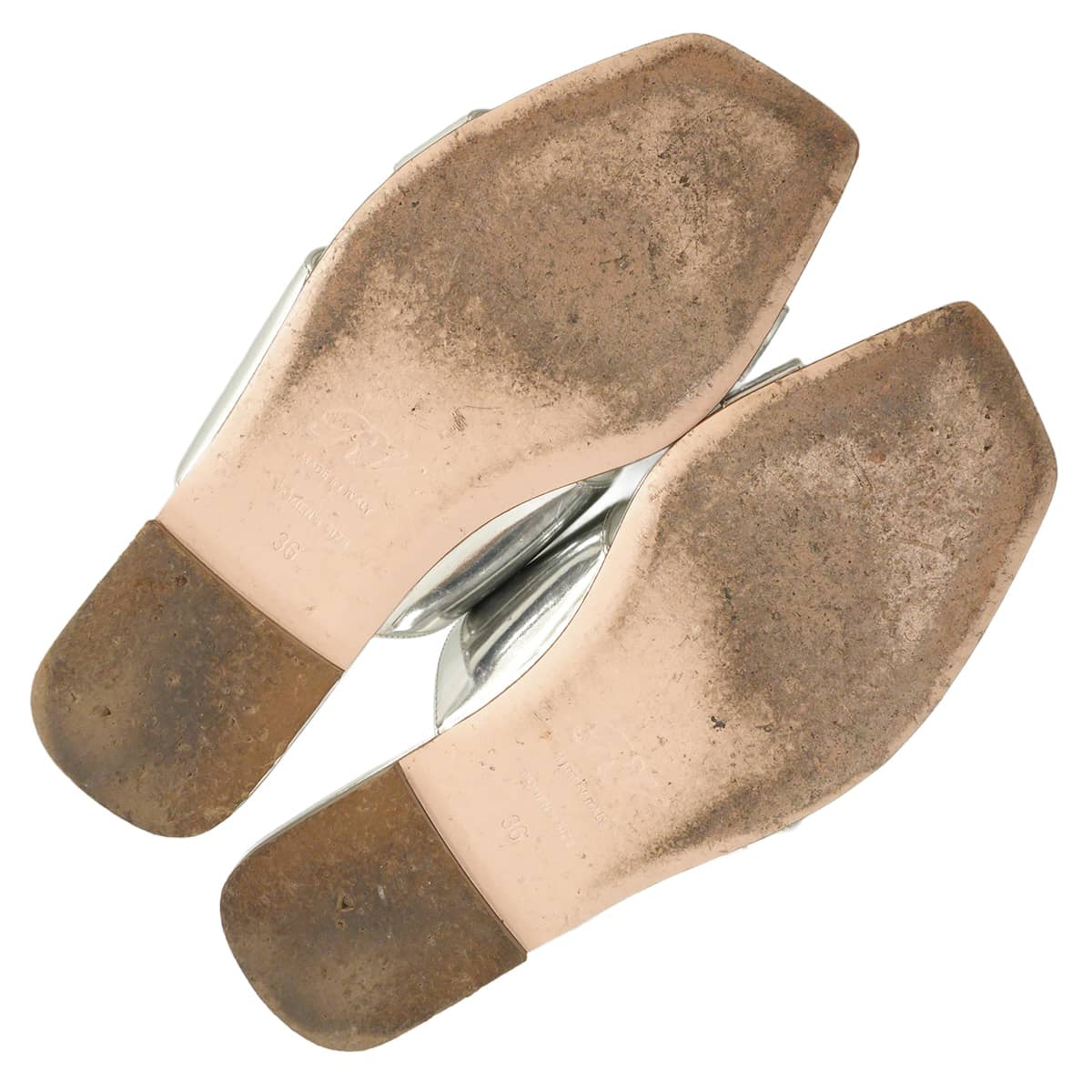 [Pre-loved] ROGER VIVIER sandals Buckle Bijou CrystalMetallic Silver Nappa leather #36 Silver HW RVW504309305[USED SA][Authentic]
