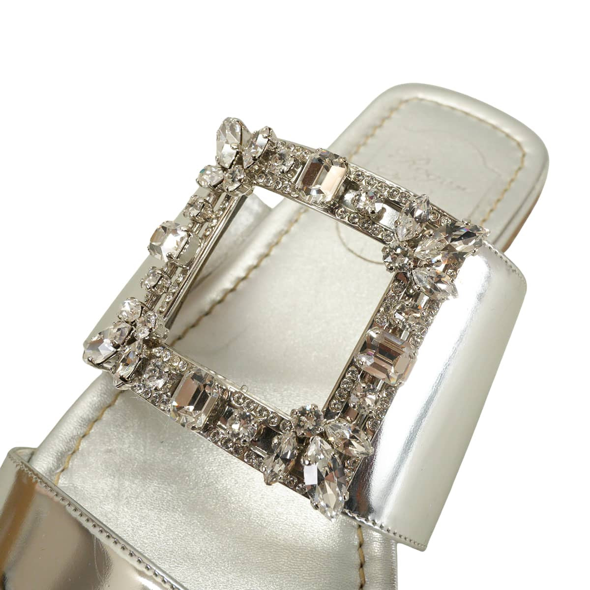 [Pre-loved] ROGER VIVIER sandals Buckle Bijou CrystalMetallic Silver Nappa leather #36 Silver HW RVW504309305[USED SA][Authentic]