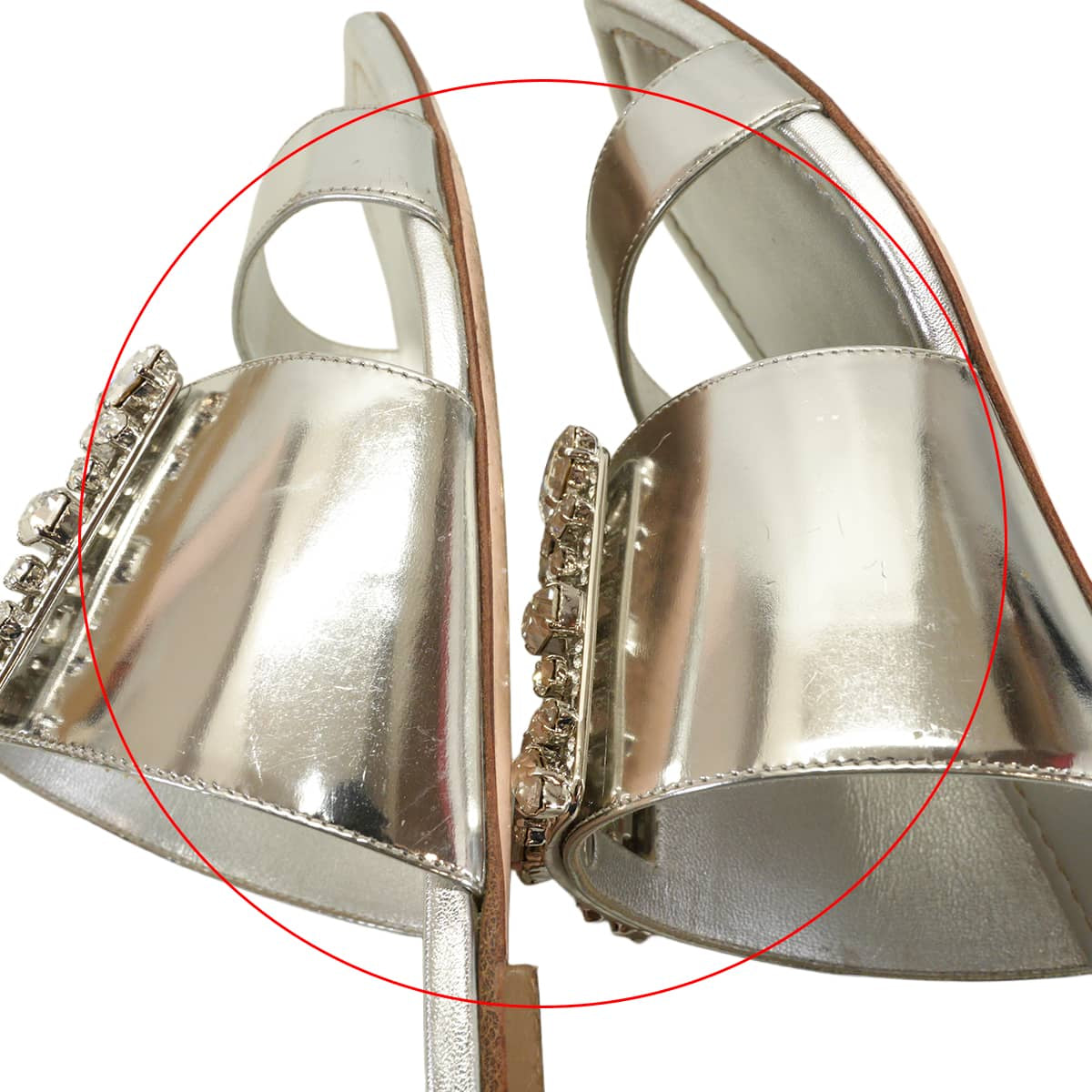 [Pre-loved] ROGER VIVIER sandals Buckle Bijou CrystalMetallic Silver Nappa leather #36 Silver HW RVW504309305[USED SA][Authentic]