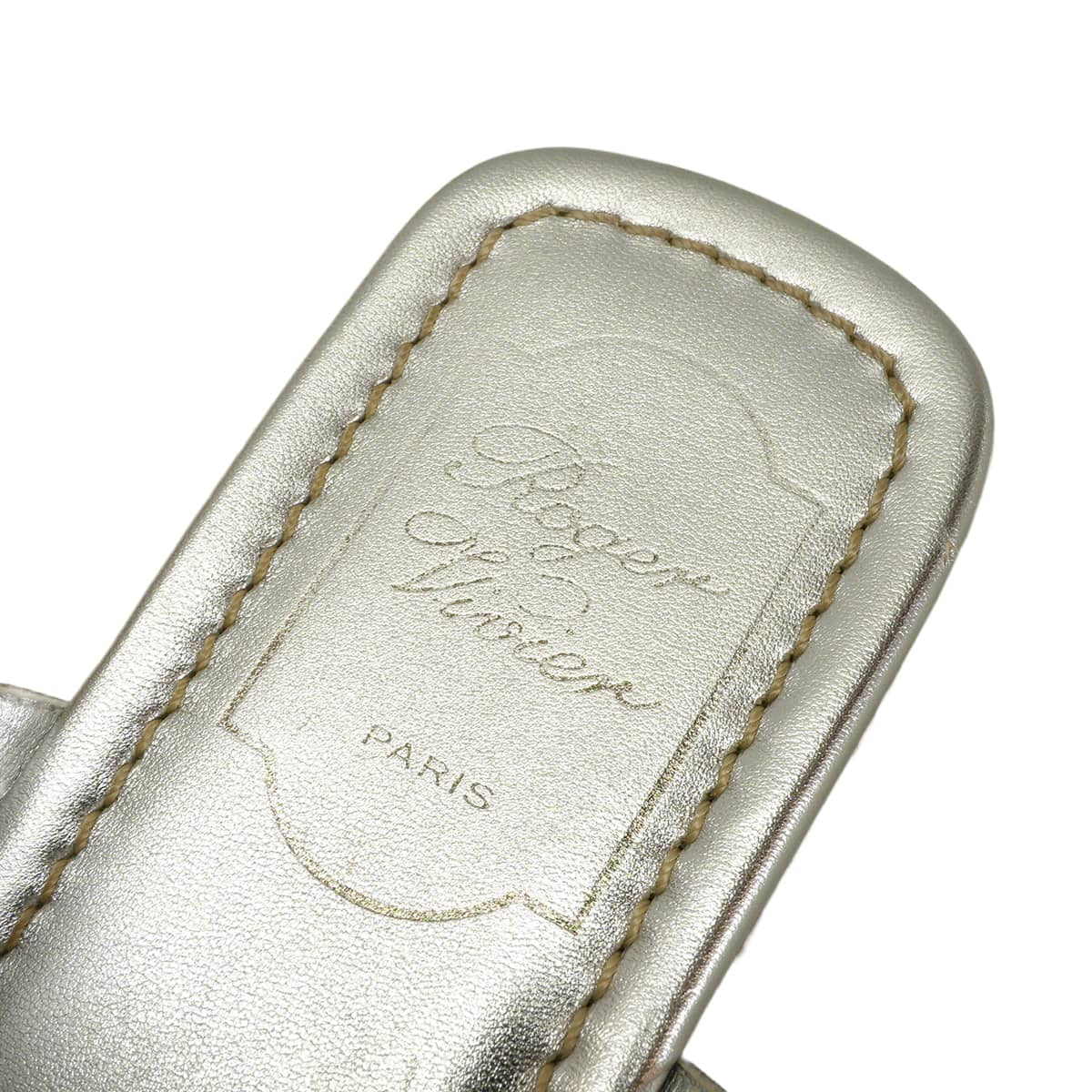 [Pre-loved] ROGER VIVIER sandals Buckle Bijou CrystalMetallic Silver Nappa leather #36 Silver HW RVW504309305[USED SA][Authentic]