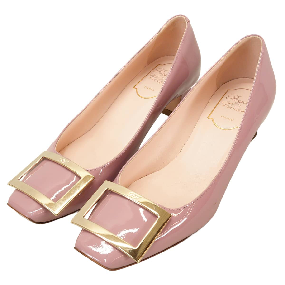 [Pre-loved] ROGER VIVIER pumps Trumpet Pink Patent leather #36 Gold HW RVW44815280[LIKE NEW][Authentic]