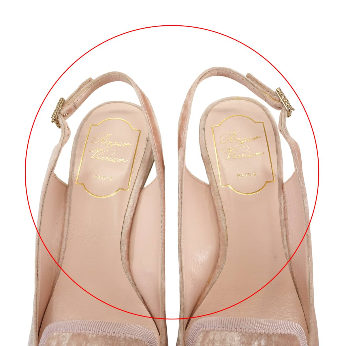 [Pre-loved] ROGER VIVIER pumps Strap Strass Buckle Pink Velvet 35.5 Gold HW RVW51023950[LIKE NEW][Authentic]
