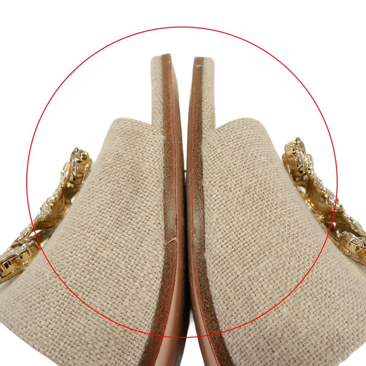 [Pre-loved] ROGER VIVIER sandals Slingback shoes Brooch Vivier Beige Fabric #36 RVW55430200[LIKE NEW][Authentic]