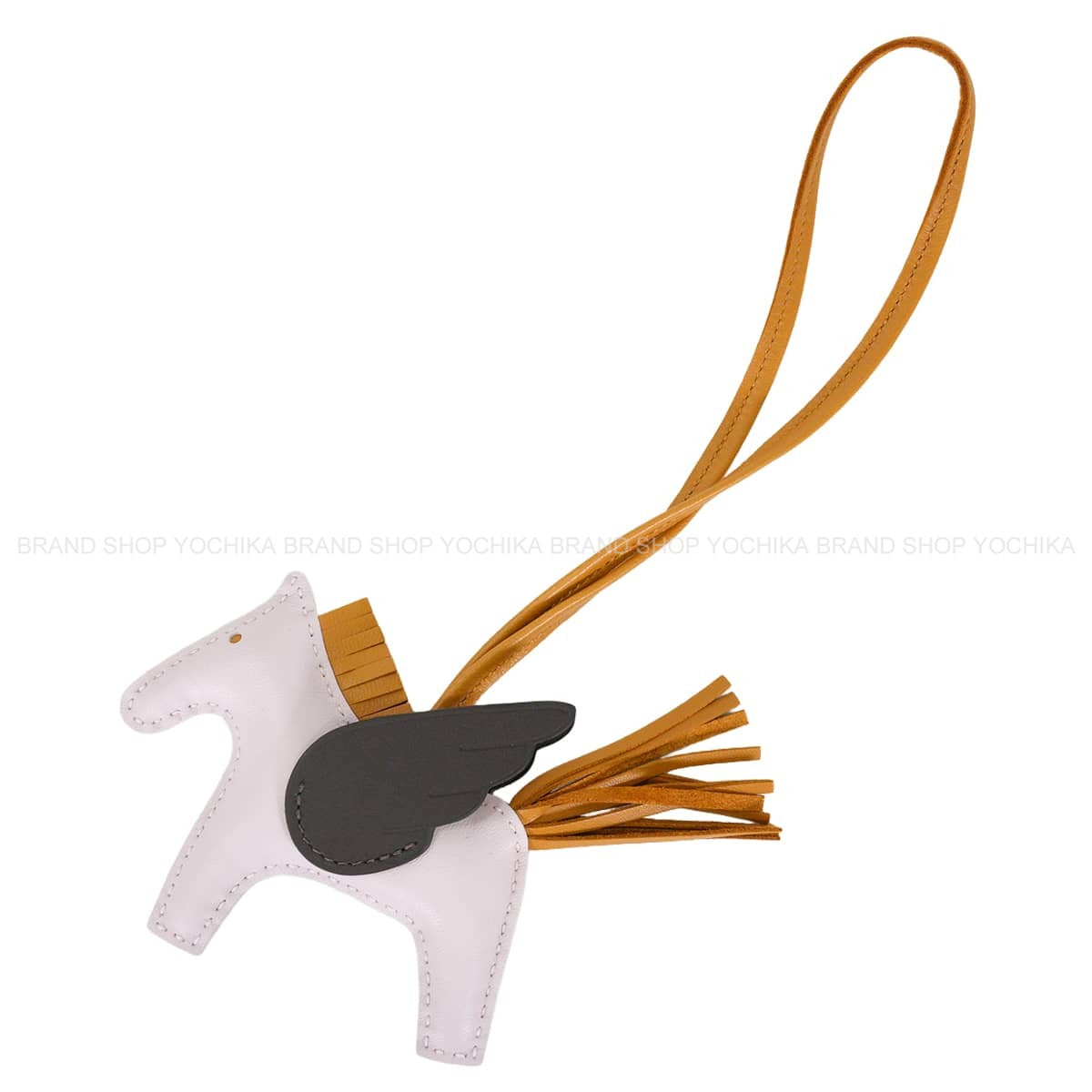 HERMES bag charm Rodeo Pegasus PM Mauve Pale/Ebene/Sesami Agneau Milo/Veau Swift Stamp U[EXCELLENT][Authentic]