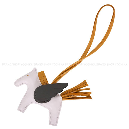 HERMES bag charm Rodeo Pegasus PM Mauve Pale/Ebene/Sesami Agneau Milo/Veau Swift Stamp U[EXCELLENT][Authentic]