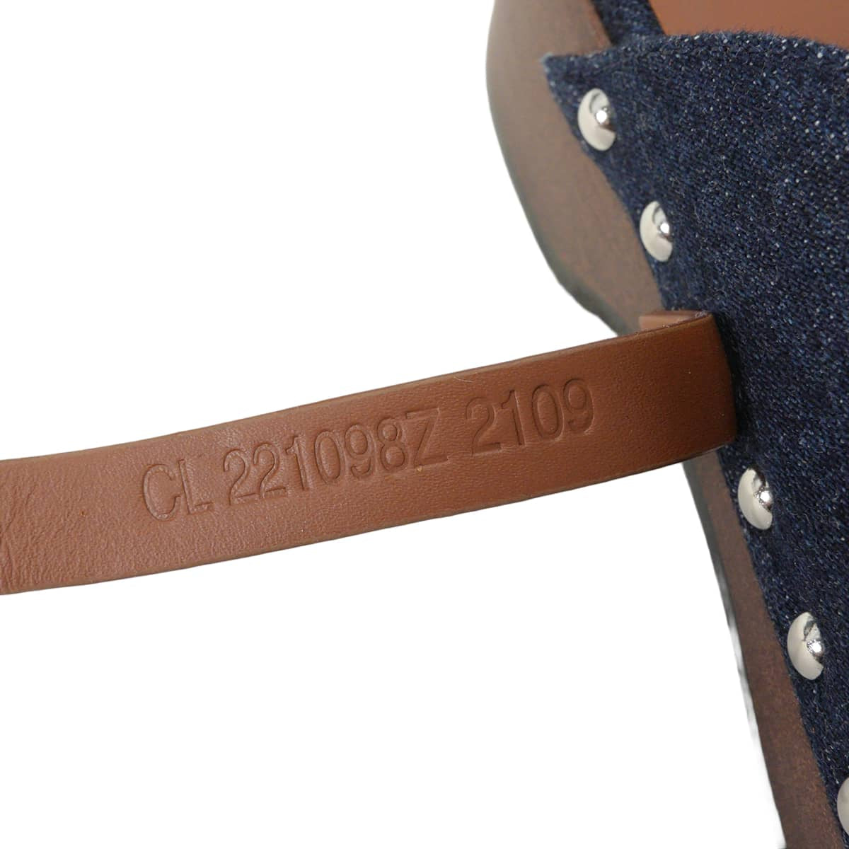 HERMES Mules Carlotta Kelly buckleBlue Brut/Gold Denim/Veau Swift #35 Silver HW[EXCELLENT][Authentic]