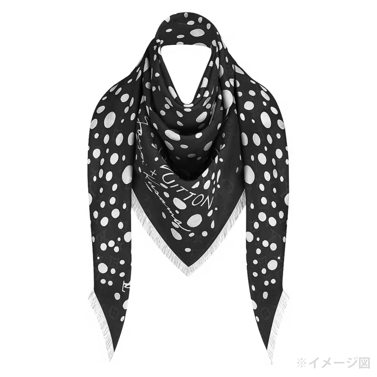 2022AW Limited Edition LOUIS VUITTON shawl LV x Yayoi Kusama Infinity Dot Blanc (White)/Noir (Black) Silk/Wool M78303[EXCELLENT][Authentic]