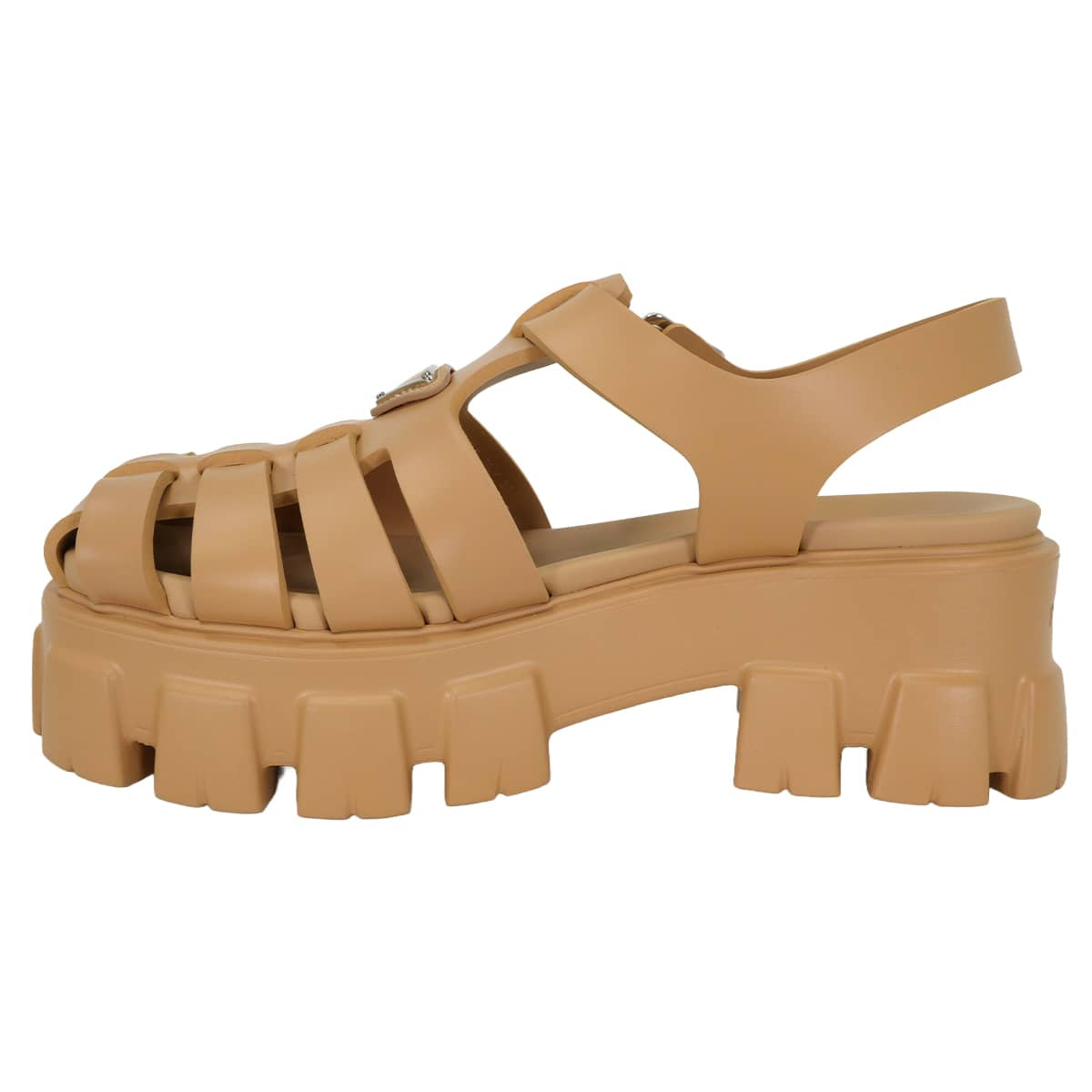 PRADA sandals Monolith Beige Rubber #37 Silver HW 1X853M_3LKK_F0346_F_DD55[EXCELLENT][Authentic]