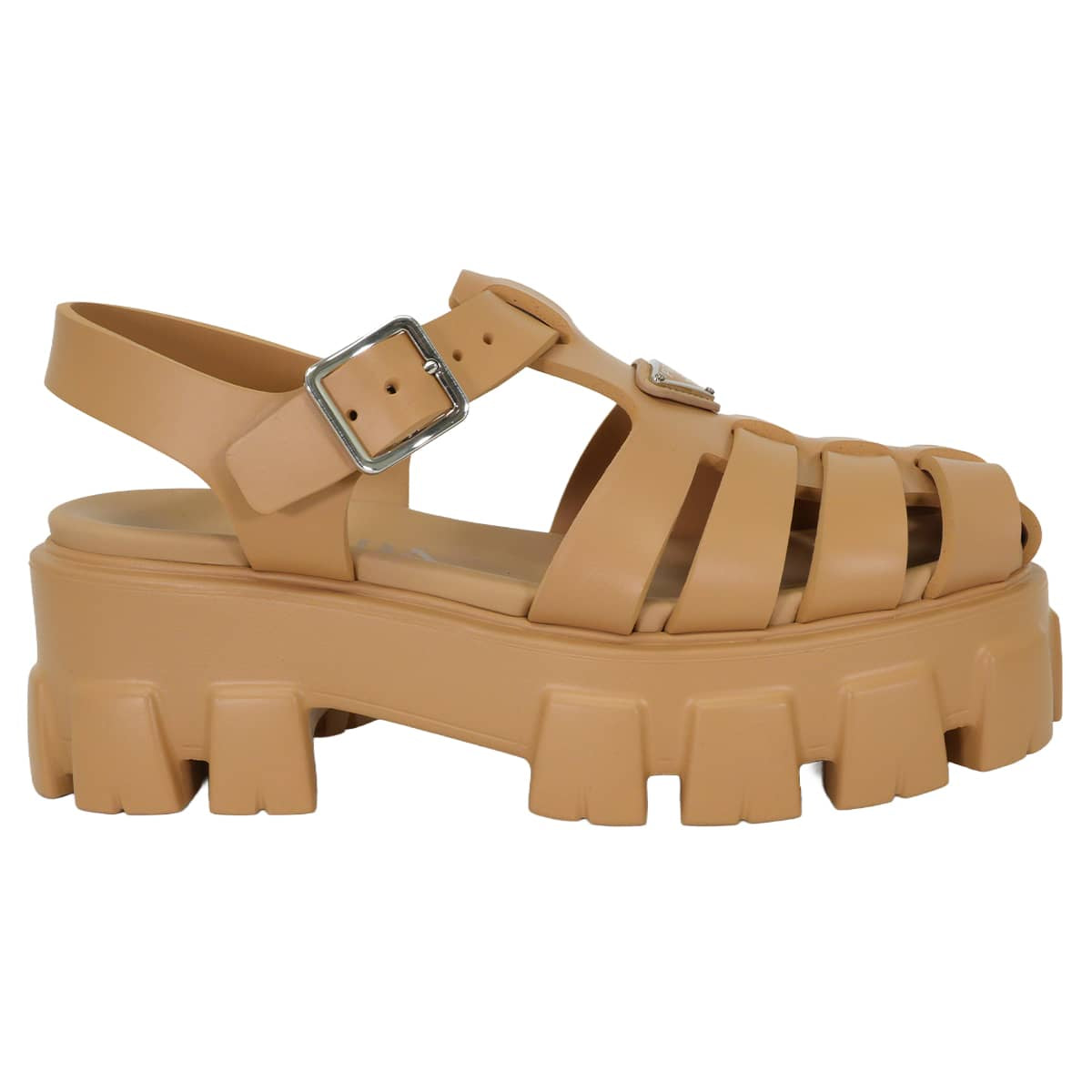 PRADA sandals Monolith Beige Rubber #37 Silver HW 1X853M_3LKK_F0346_F_DD55[EXCELLENT][Authentic]