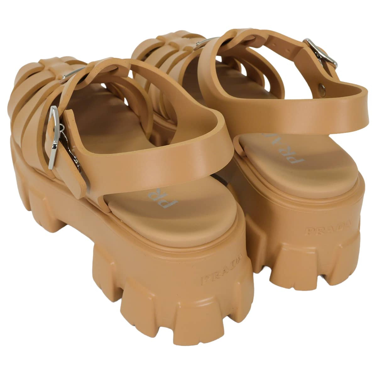 PRADA sandals Monolith Beige Rubber #37 Silver HW 1X853M_3LKK_F0346_F_DD55[EXCELLENT][Authentic]