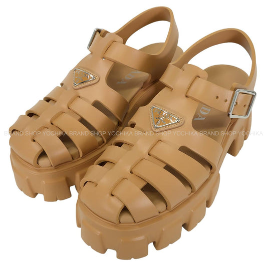 PRADA sandals Monolith Beige Rubber #37 Silver HW 1X853M_3LKK_F0346_F_DD55[EXCELLENT][Authentic]