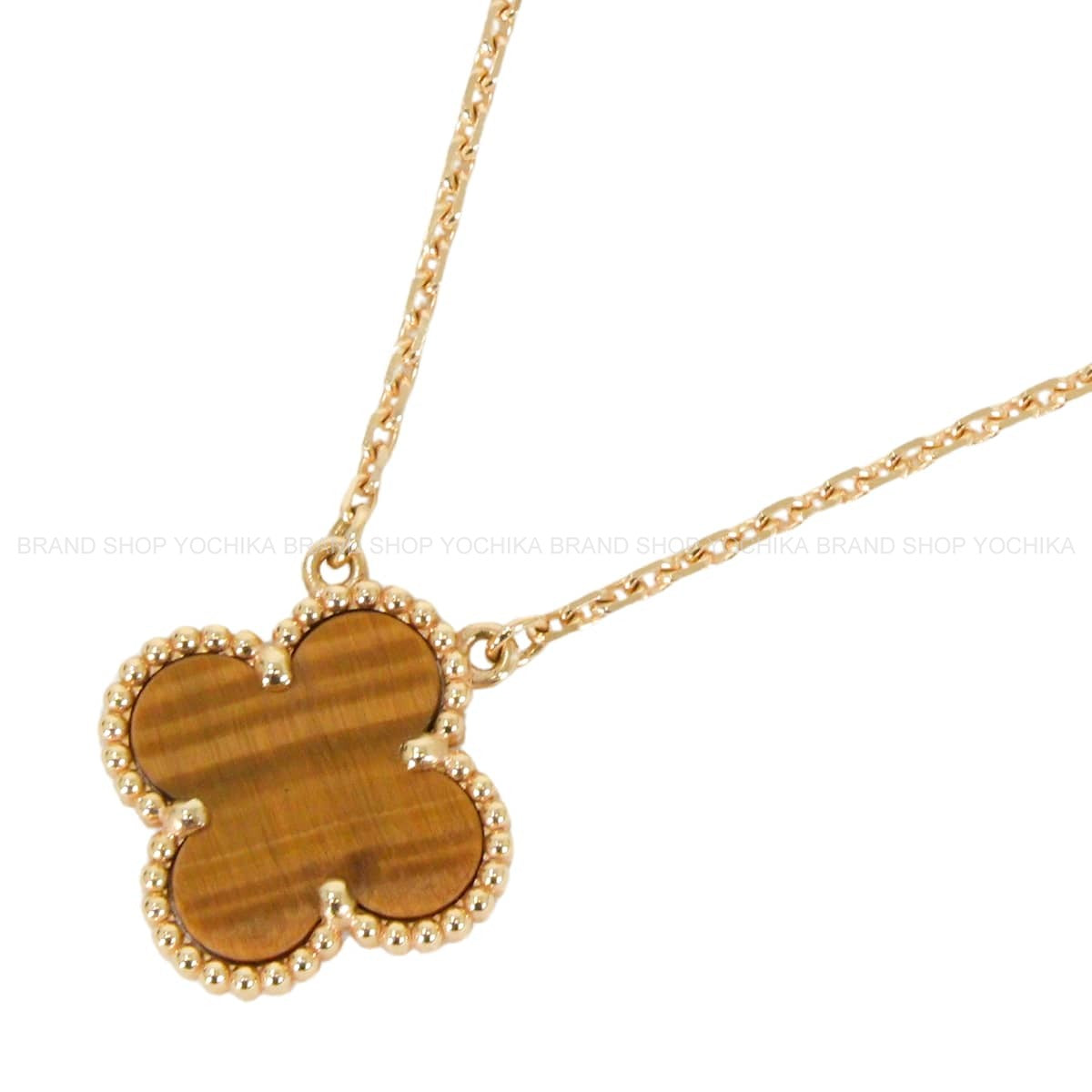 [Pre-loved] Van Cleef & Arpels necklace Vintage Alhambra Pendant Brown K18YG Tiger's Eye VCARD38600[LIKE NEW][Authentic]