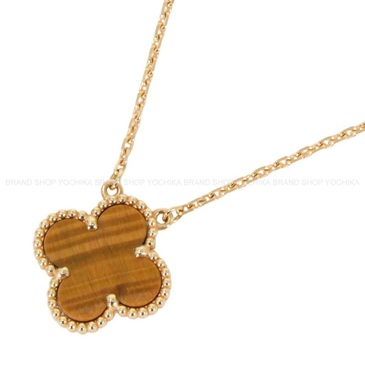 [Pre-loved] Van Cleef & Arpels necklace Vintage Alhambra Pendant Brown K18YG Tiger's Eye VCARD38600[LIKE NEW][Authentic]