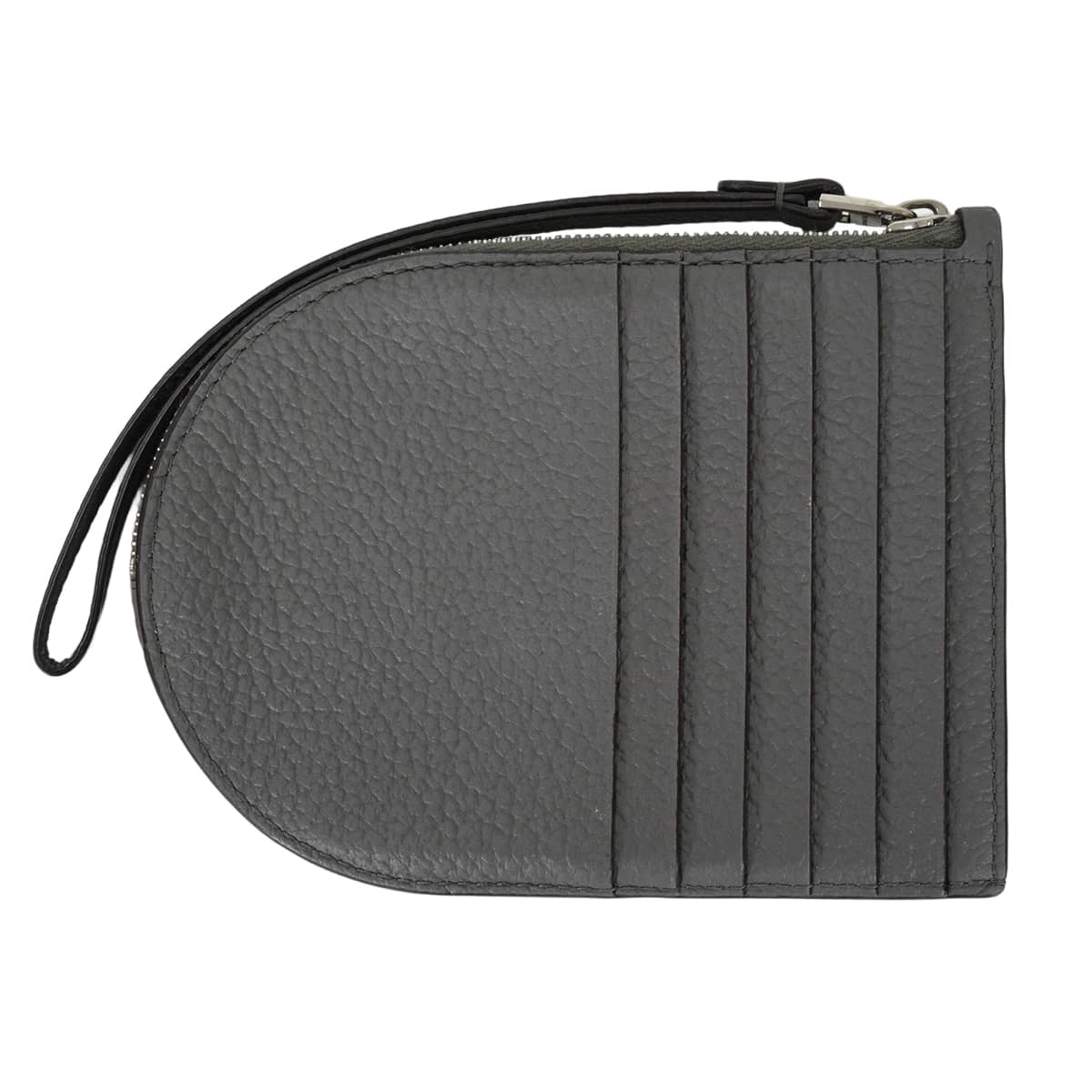 [Pre-loved] Delvaux card holder Pan D Multifunction MistralStone/Midnight Taurillon Soft Silver HW[LIKE NEW][Authentic]