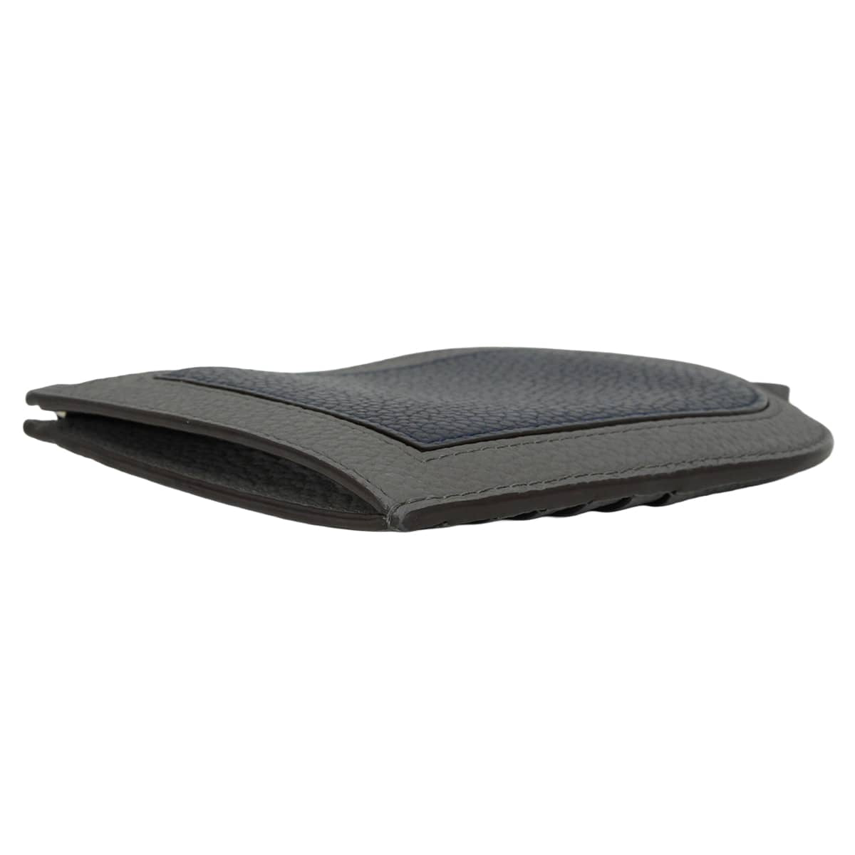 [Pre-loved] Delvaux card holder Pan D Multifunction MistralStone/Midnight Taurillon Soft Silver HW[LIKE NEW][Authentic]