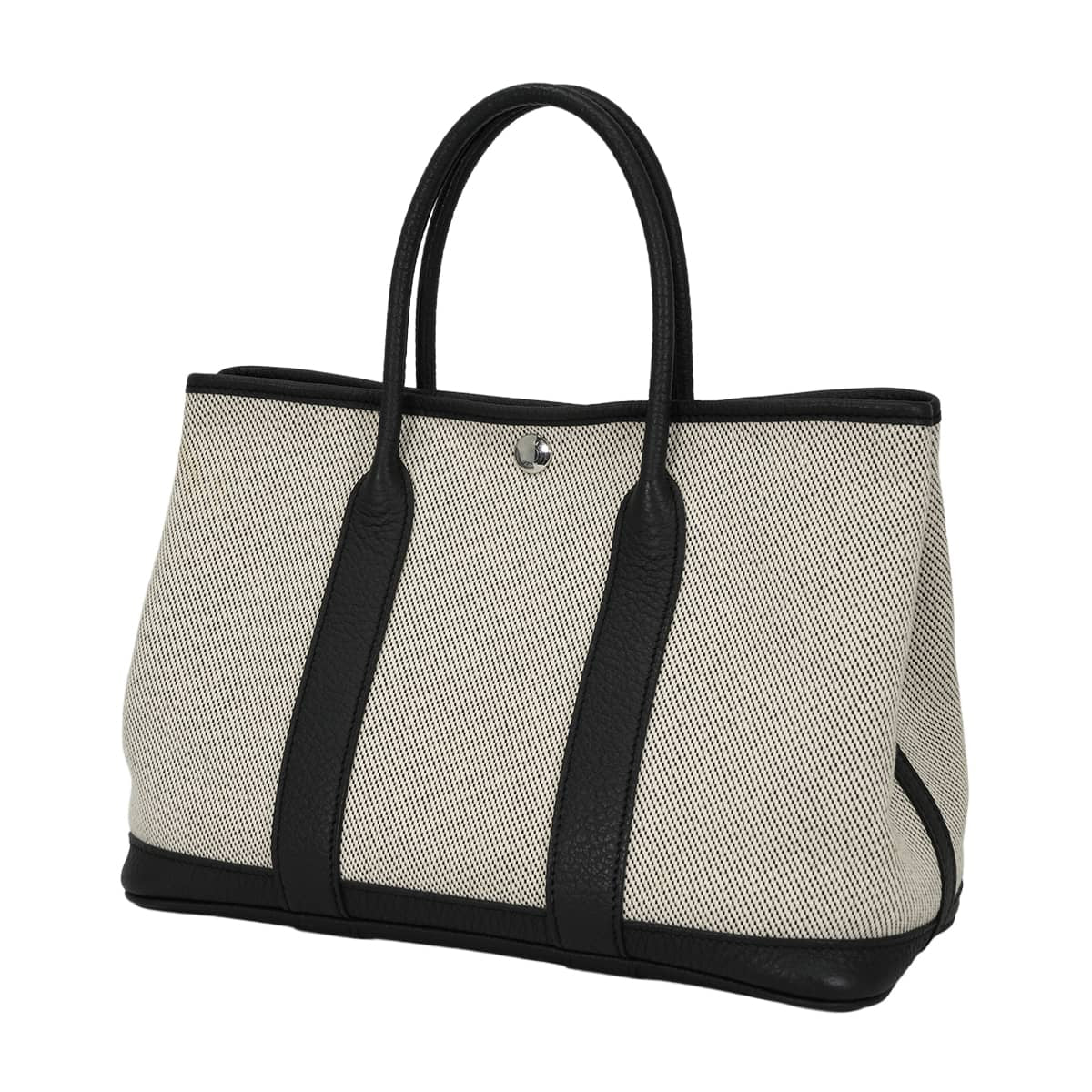 [Pre-loved] HERMES tote bag Garden Party 30 TPM Noir (Black)/Ecru Toile Twill H/Veau Negonda Silver HW Stamp T[USED SA][Authentic]