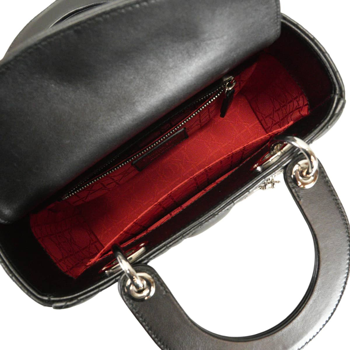 [Pre-loved] Dior Shoulder bag Lady Dior My ABC DIOR Small Noir (Black)Rouge Cannage Lambskin Silver HW M05380CAL[USED A][Authentic]