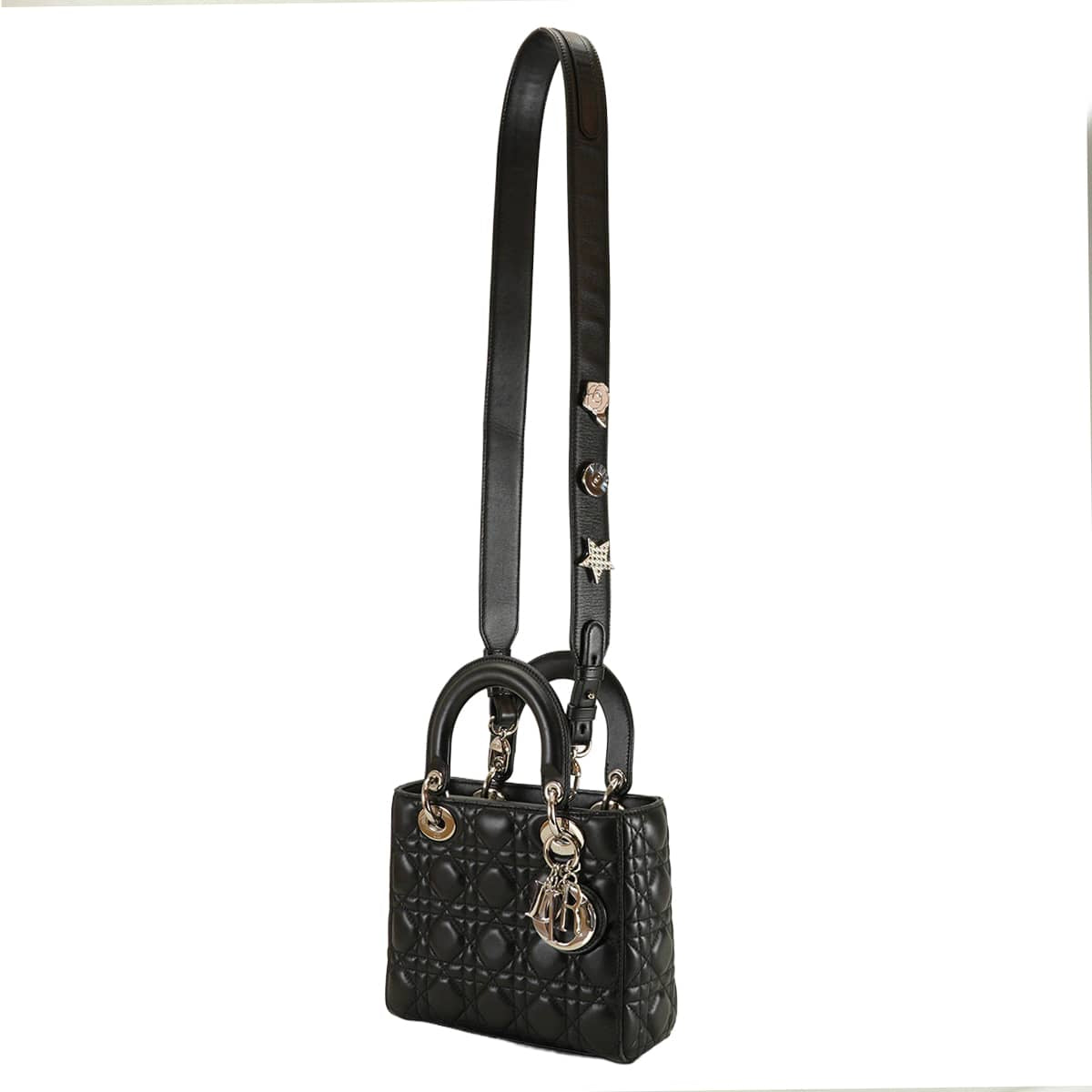 [Pre-loved] Dior Shoulder bag Lady Dior My ABC DIOR Small Noir (Black)Rouge Cannage Lambskin Silver HW M05380CAL[USED A][Authentic]