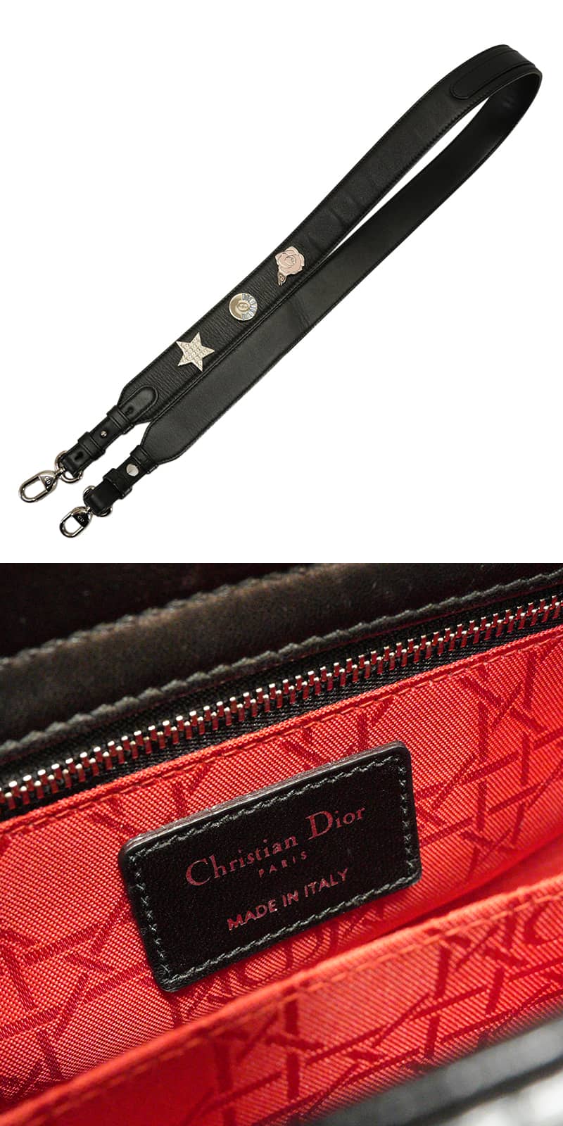 [Pre-loved] Dior Shoulder bag Lady Dior My ABC DIOR Small Noir (Black)Rouge Cannage Lambskin Silver HW M05380CAL[USED A][Authentic]
