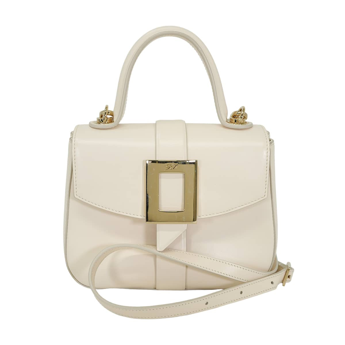 [Pre-loved] 2019AW ROGER VIVIER Handbag Beau Vivier Cream Calf Leather Champagne Gold HW[LIKE NEW][Authentic]