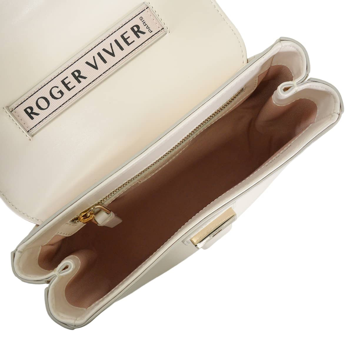 [Pre-loved] 2019AW ROGER VIVIER Handbag Beau Vivier Cream Calf Leather Champagne Gold HW[LIKE NEW][Authentic]