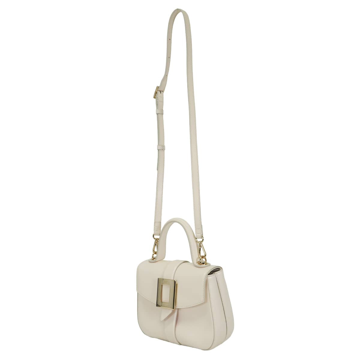[Pre-loved] 2019AW ROGER VIVIER Handbag Beau Vivier Cream Calf Leather Champagne Gold HW[LIKE NEW][Authentic]