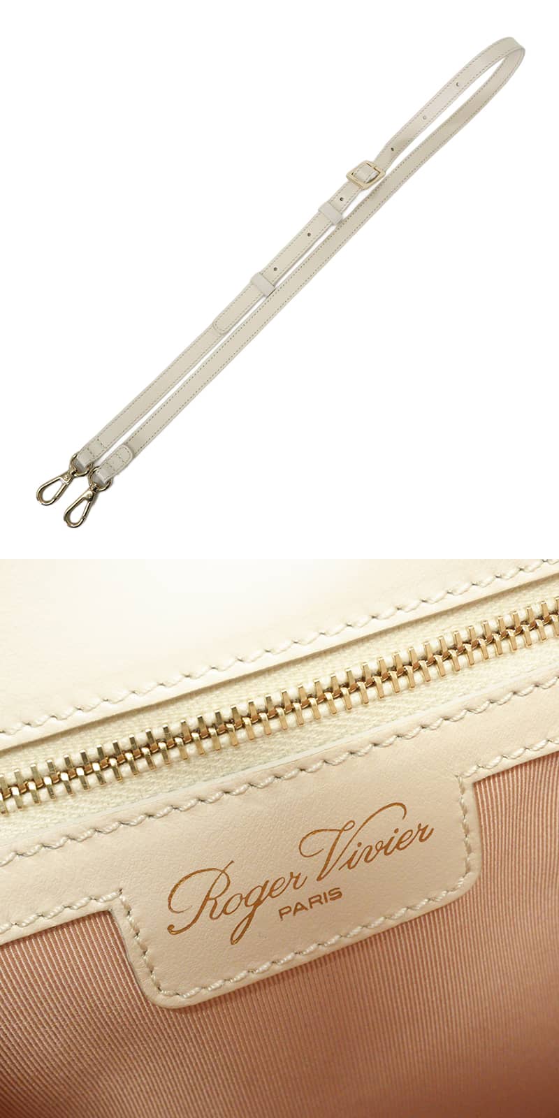 [Pre-loved] 2019AW ROGER VIVIER Handbag Beau Vivier Cream Calf Leather Champagne Gold HW[LIKE NEW][Authentic]