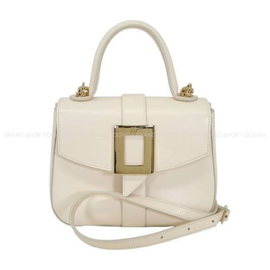 [Pre-loved] 2019AW ROGER VIVIER Handbag Beau Vivier Cream Calf Leather Champagne Gold HW[LIKE NEW][Authentic]