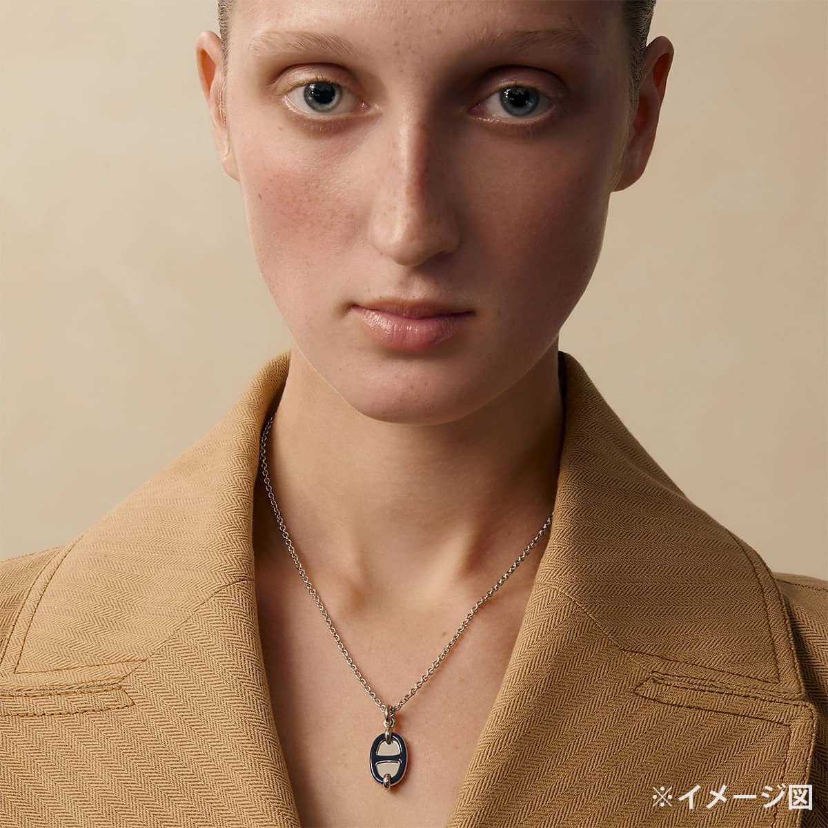 HERMES necklace Mini Maillon PM Pendant Noir (Black) Silver plated/Lacquer[BRAND NEW][Authentic]