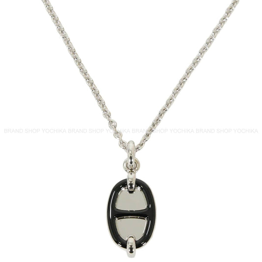 HERMES necklace Mini Maillon PM Pendant Noir (Black) Silver plated/Lacquer[BRAND NEW][Authentic]