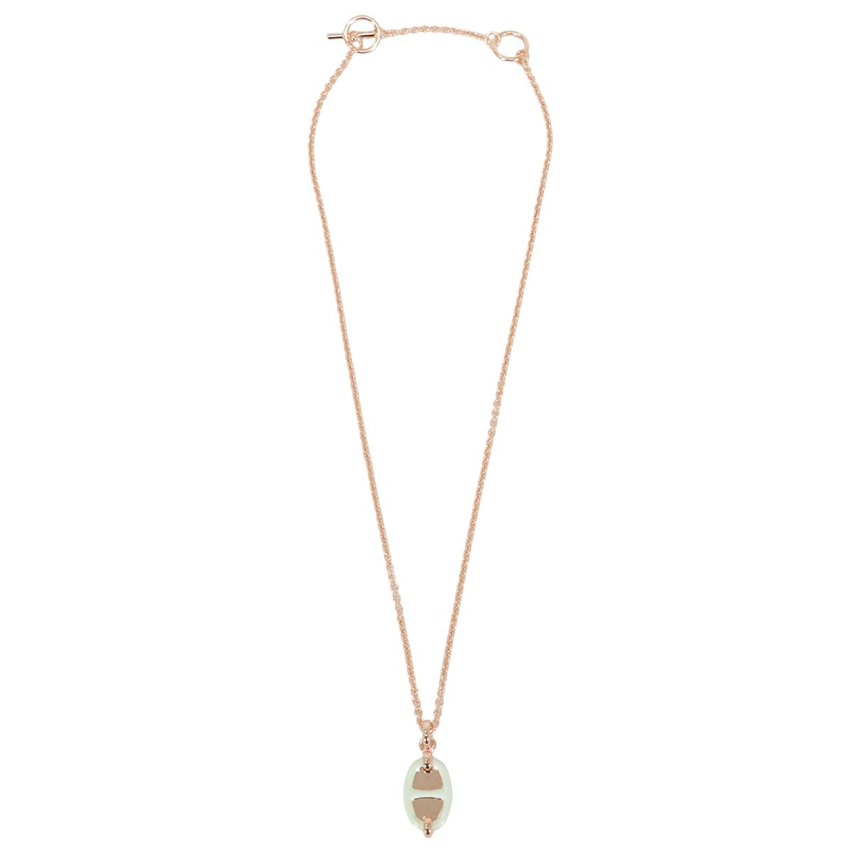 HERMES necklace Mini Maillon PM Pendant Vert Fizz Rose Gold plated/Lacquer[BRAND NEW][Authentic]