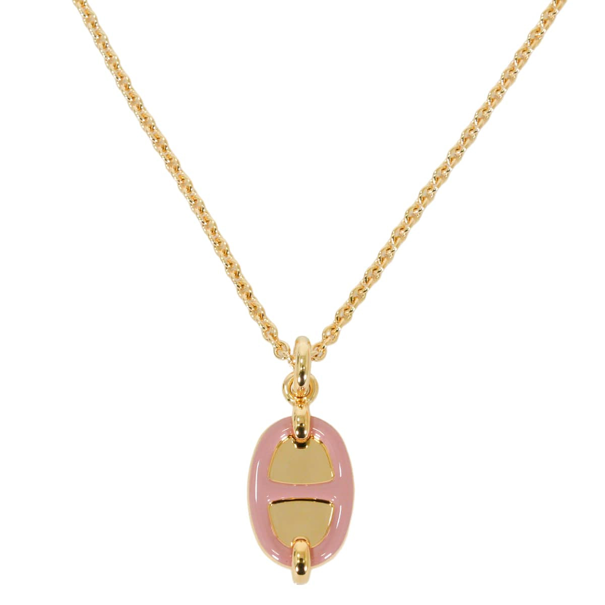 HERMES necklace Mini Maillon PM PendantRose Beaute Gold plated/Lacquer[BRAND NEW][Authentic]