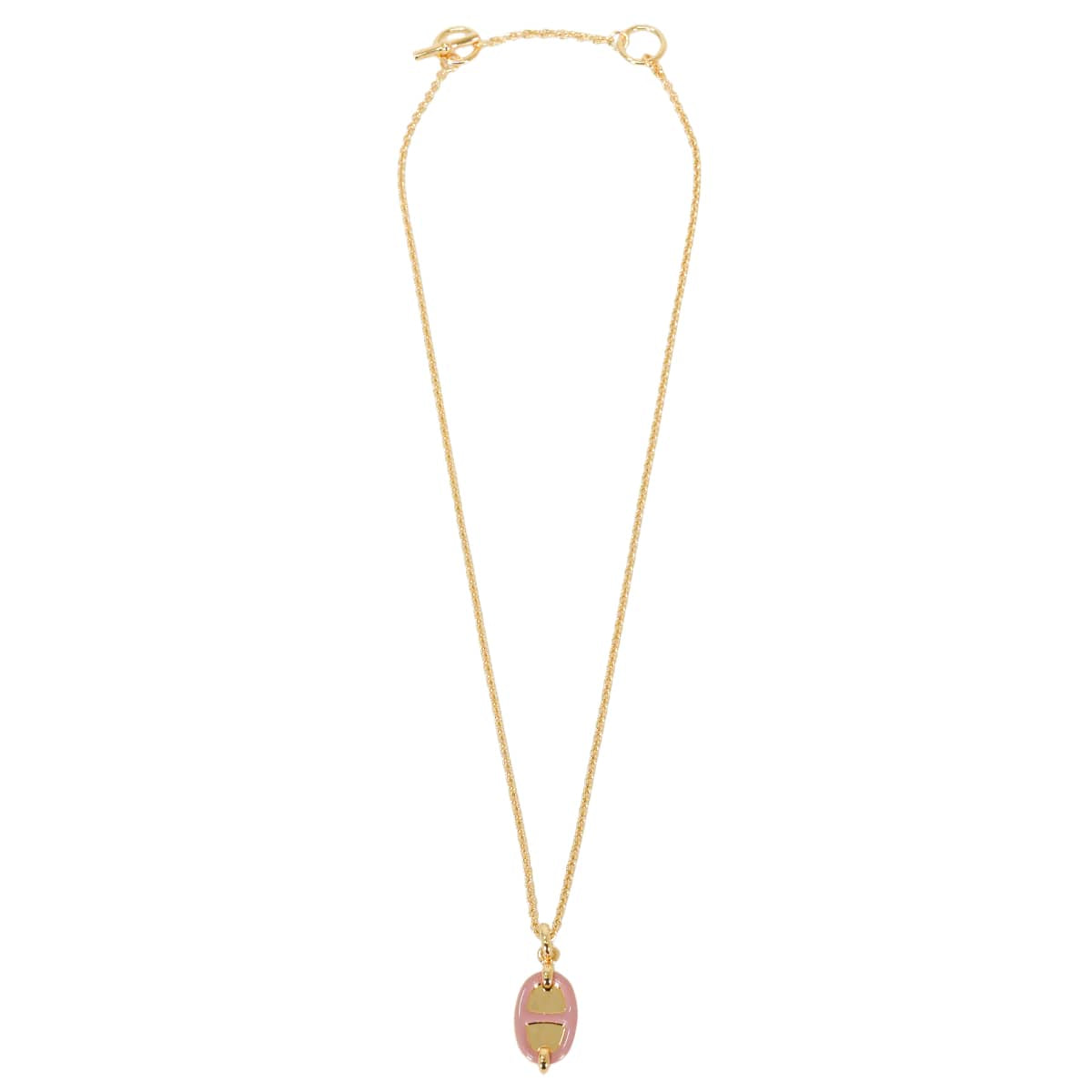 HERMES necklace Mini Maillon PM PendantRose Beaute Gold plated/Lacquer[BRAND NEW][Authentic]