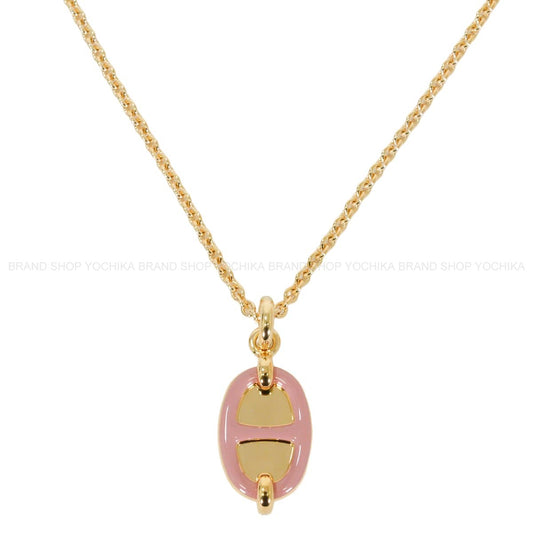 HERMES necklace Mini Maillon PM PendantRose Beaute Gold plated/Lacquer[BRAND NEW][Authentic]