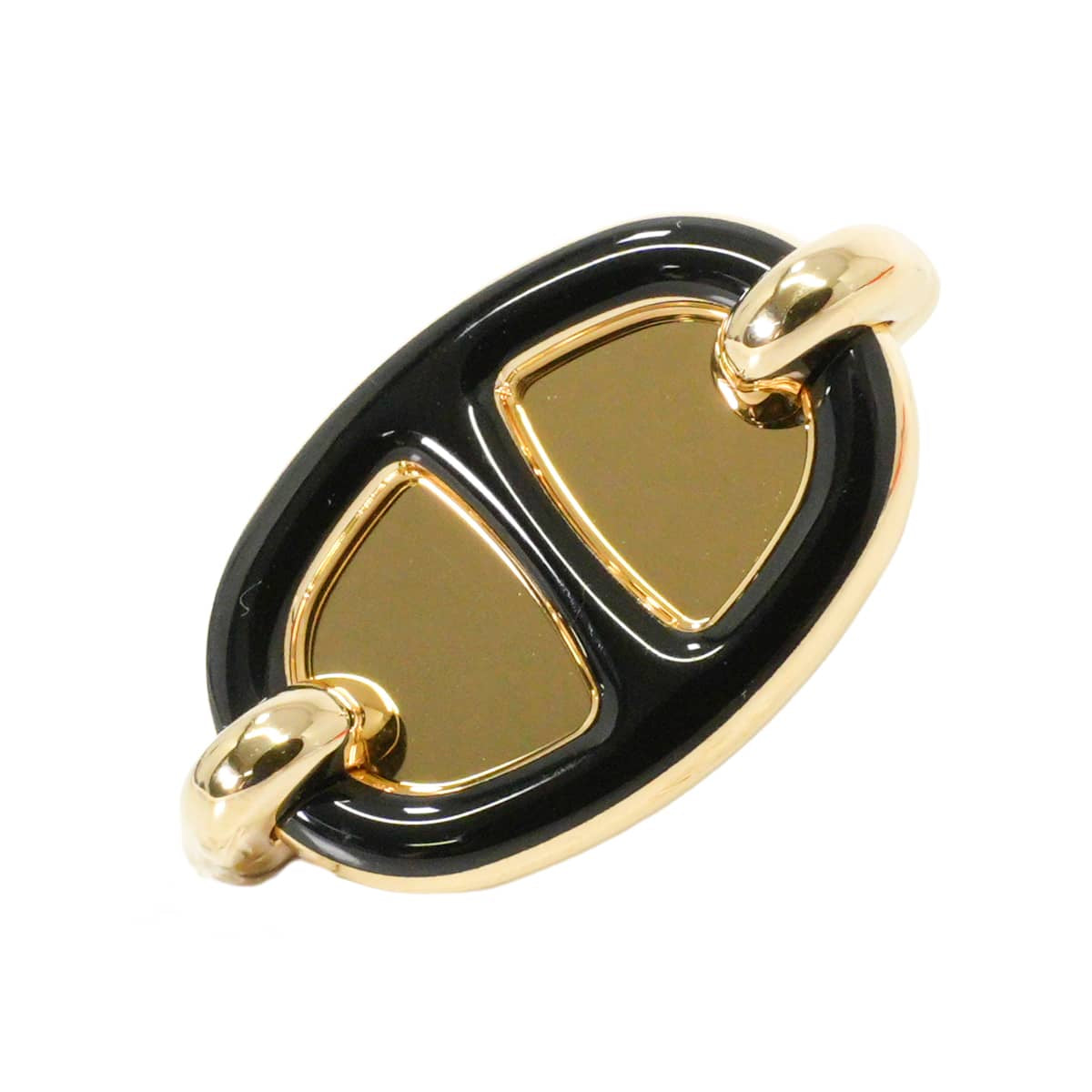 HERMES pierced earring Mini Maillon Earring Noir (Black) Gold plated/Lacquer[BRAND NEW][Authentic]