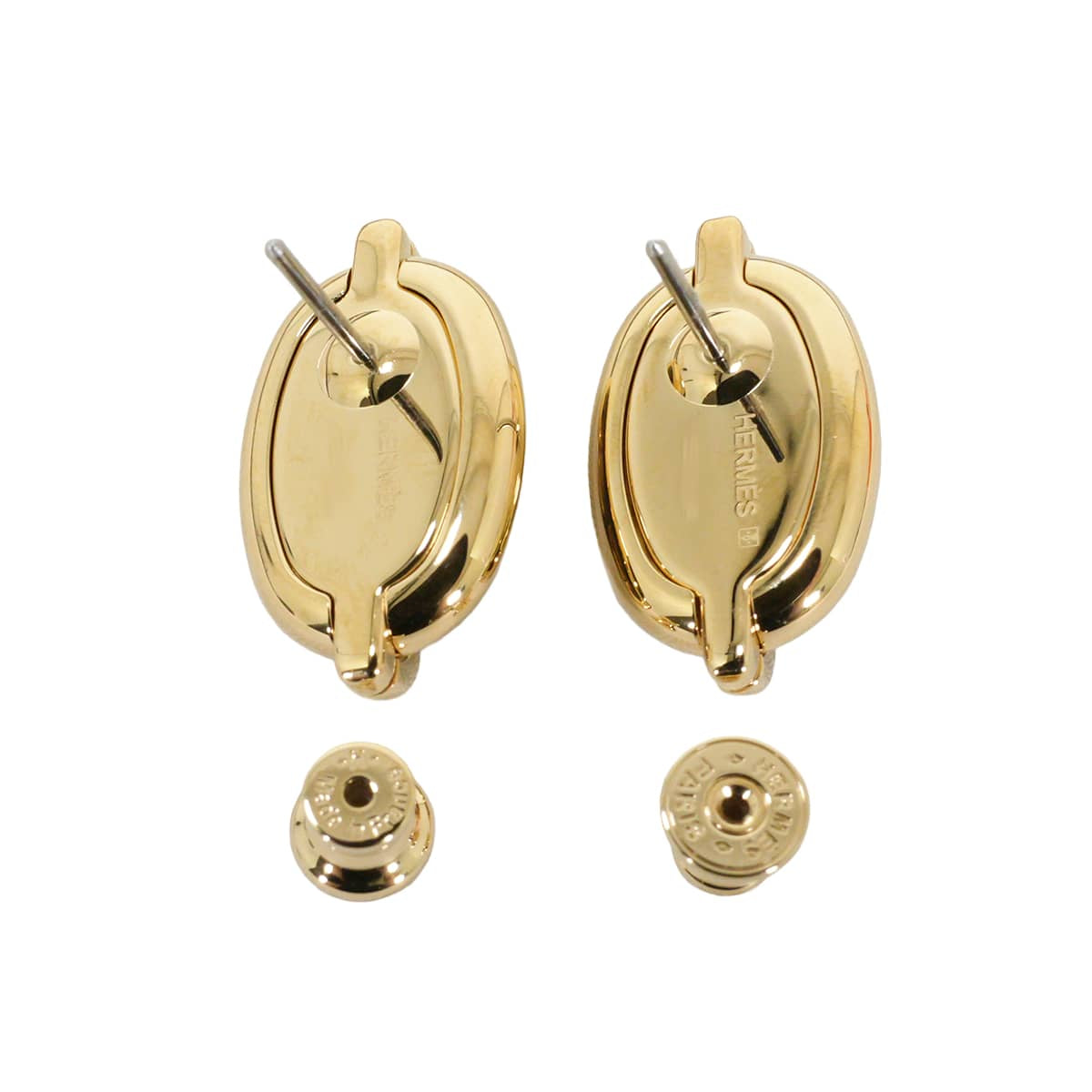 HERMES pierced earring Mini Maillon Earring Noir (Black) Gold plated/Lacquer[BRAND NEW][Authentic]