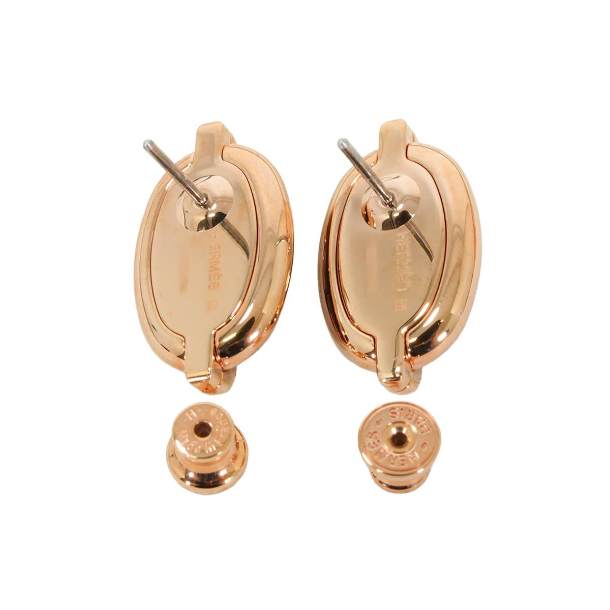 HERMES pierced earring Mini Maillon Earring Noir (Black) Rose Gold plated/Lacquer[BRAND NEW][Authentic]