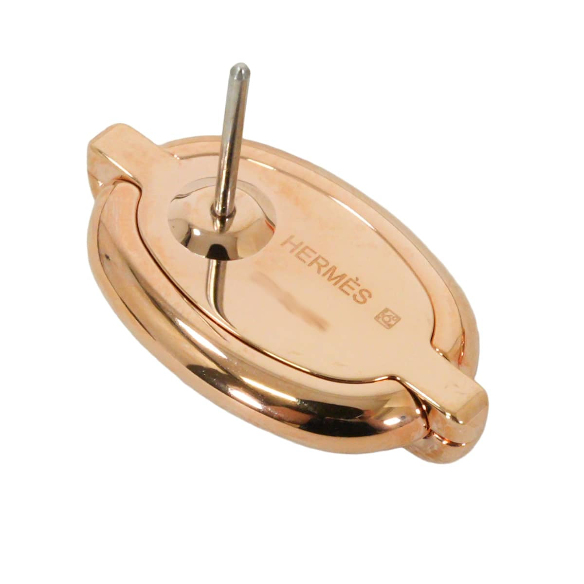 HERMES pierced earring Mini Maillon Earring Noir (Black) Rose Gold plated/Lacquer[BRAND NEW][Authentic]
