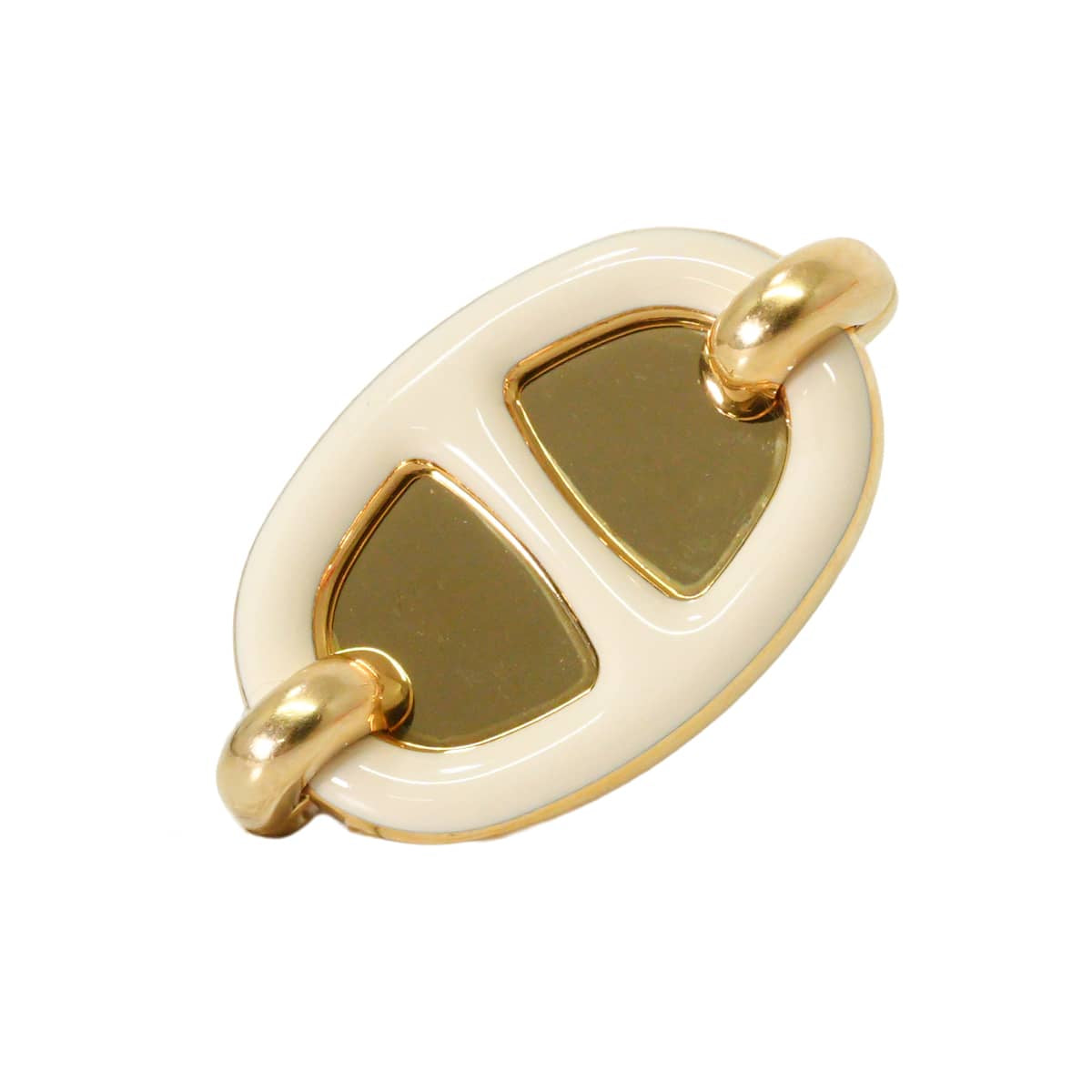 HERMES pierced earring Mini Maillon Earring Cream Gold plated/Lacquer[BRAND NEW][Authentic]