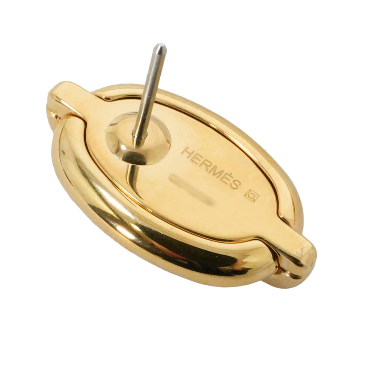HERMES pierced earring Mini Maillon Earring Cream Gold plated/Lacquer[BRAND NEW][Authentic]
