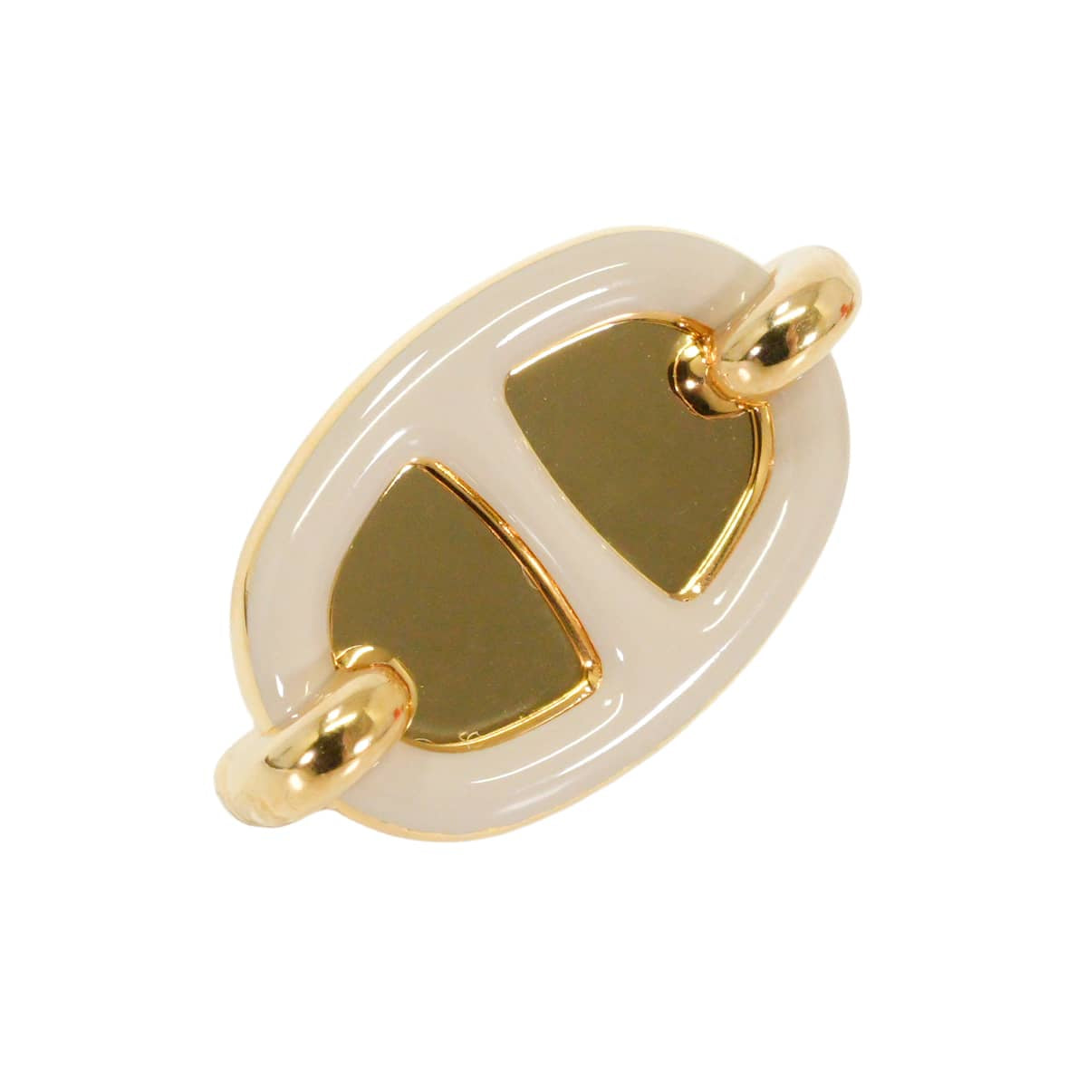 HERMES pierced earring Mini Maillon Earring Marron Grace Gold plated/Lacquer[BRAND NEW][Authentic]