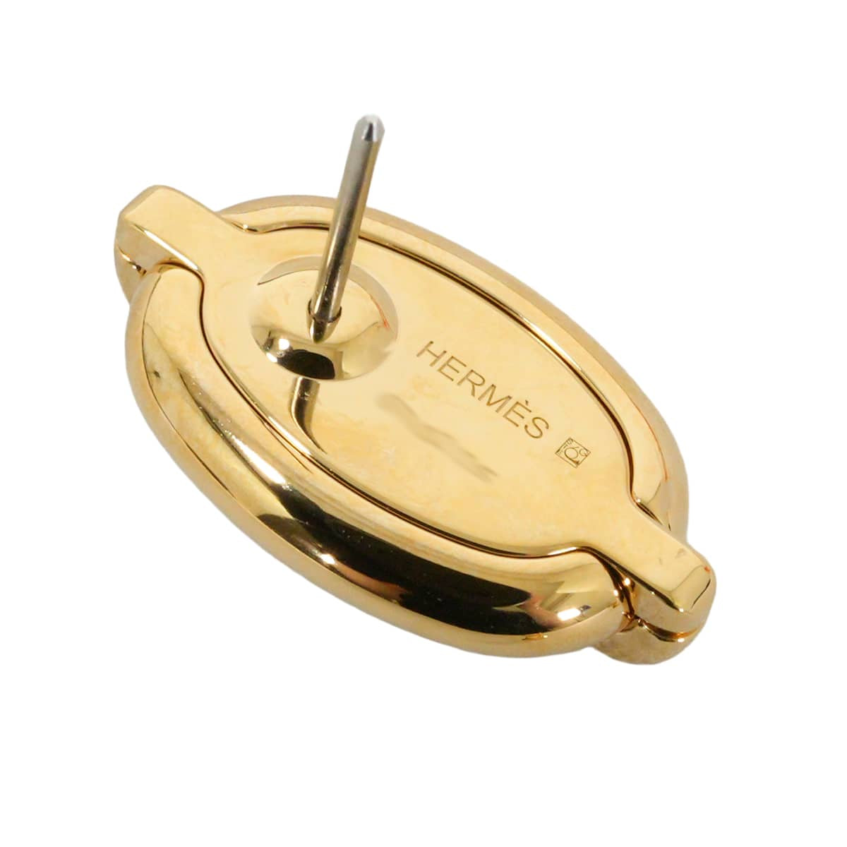 HERMES pierced earring Mini Maillon Earring Marron Grace Gold plated/Lacquer[BRAND NEW][Authentic]