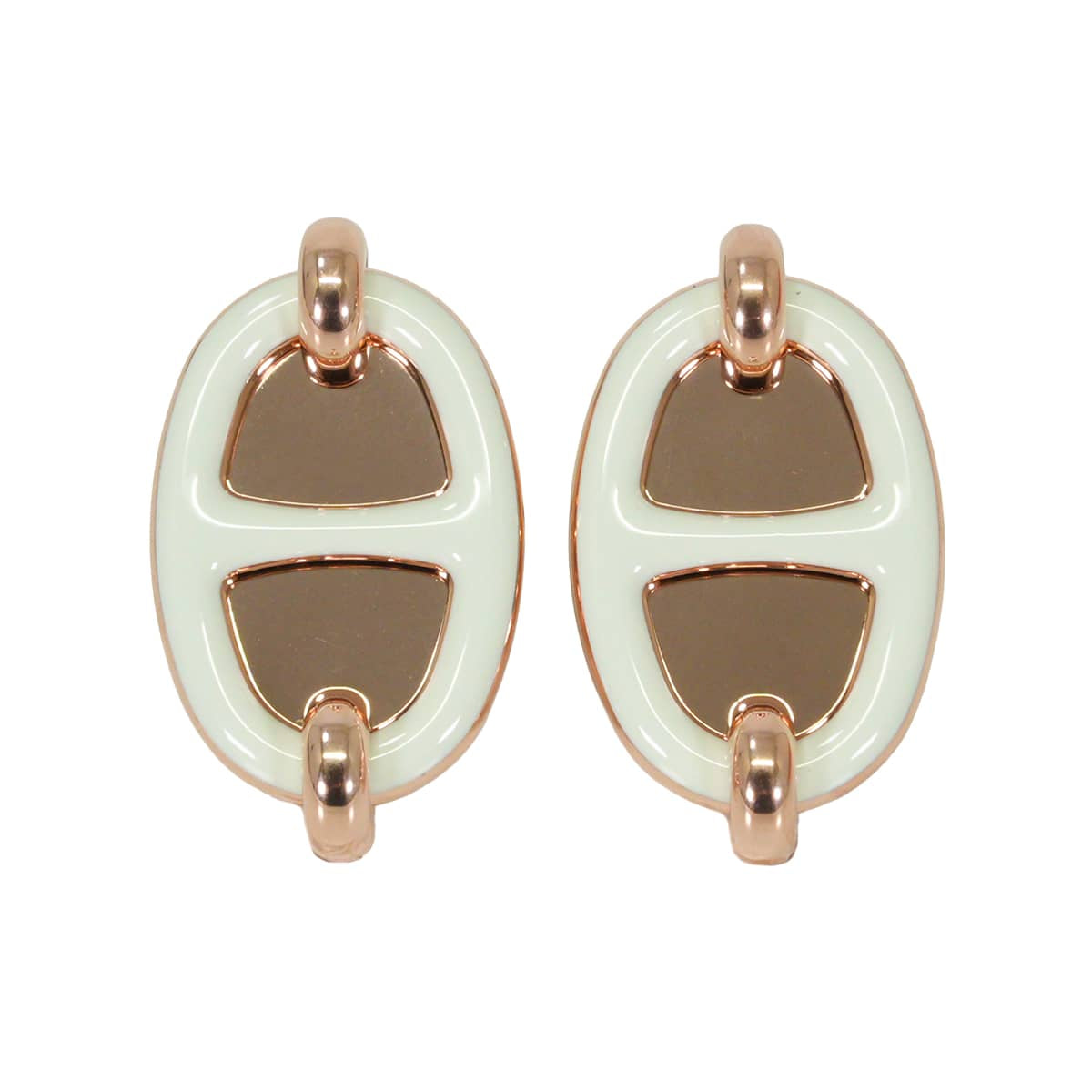 HERMES pierced earring Mini Maillon Earring Vert Fizz Rose Gold plated/Lacquer[BRAND NEW][Authentic]