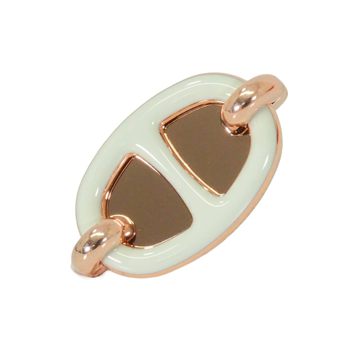 HERMES pierced earring Mini Maillon Earring Vert Fizz Rose Gold plated/Lacquer[BRAND NEW][Authentic]
