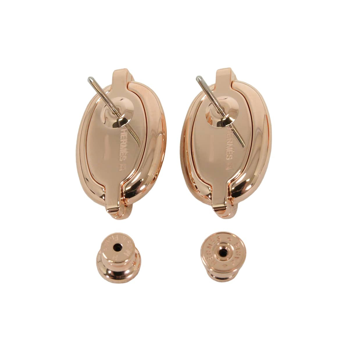 HERMES pierced earring Mini Maillon Earring Vert Fizz Rose Gold plated/Lacquer[BRAND NEW][Authentic]