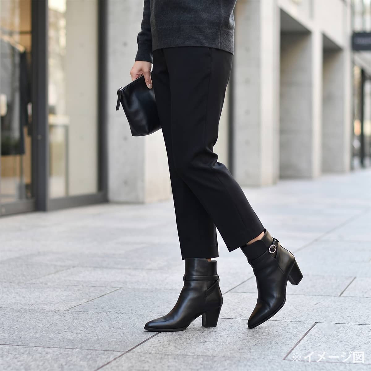 [Pre-loved] CELINE boots Short boots Jodhpur Drugstore line Chunky heel Noir (Black) Shiny calfskin #38.5 Silver HW 773974[LIKE NEW][Authentic]