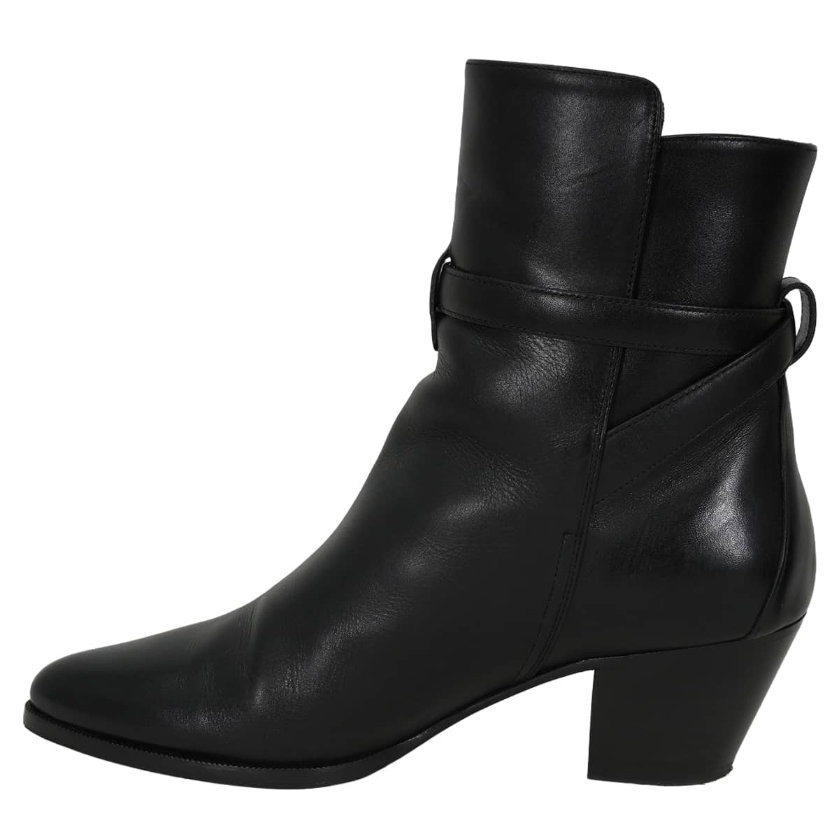 [Pre-loved] CELINE boots Short boots Jodhpur Drugstore line Chunky heel Noir (Black) Shiny calfskin #38.5 Silver HW 773974[LIKE NEW][Authentic]