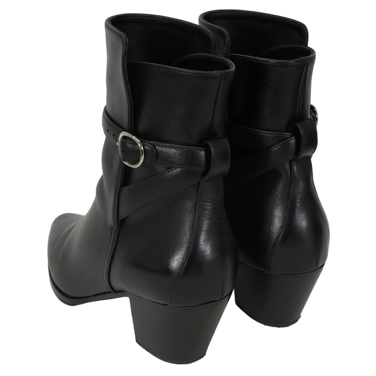 [Pre-loved] CELINE boots Short boots Jodhpur Drugstore line Chunky heel Noir (Black) Shiny calfskin #38.5 Silver HW 773974[LIKE NEW][Authentic]