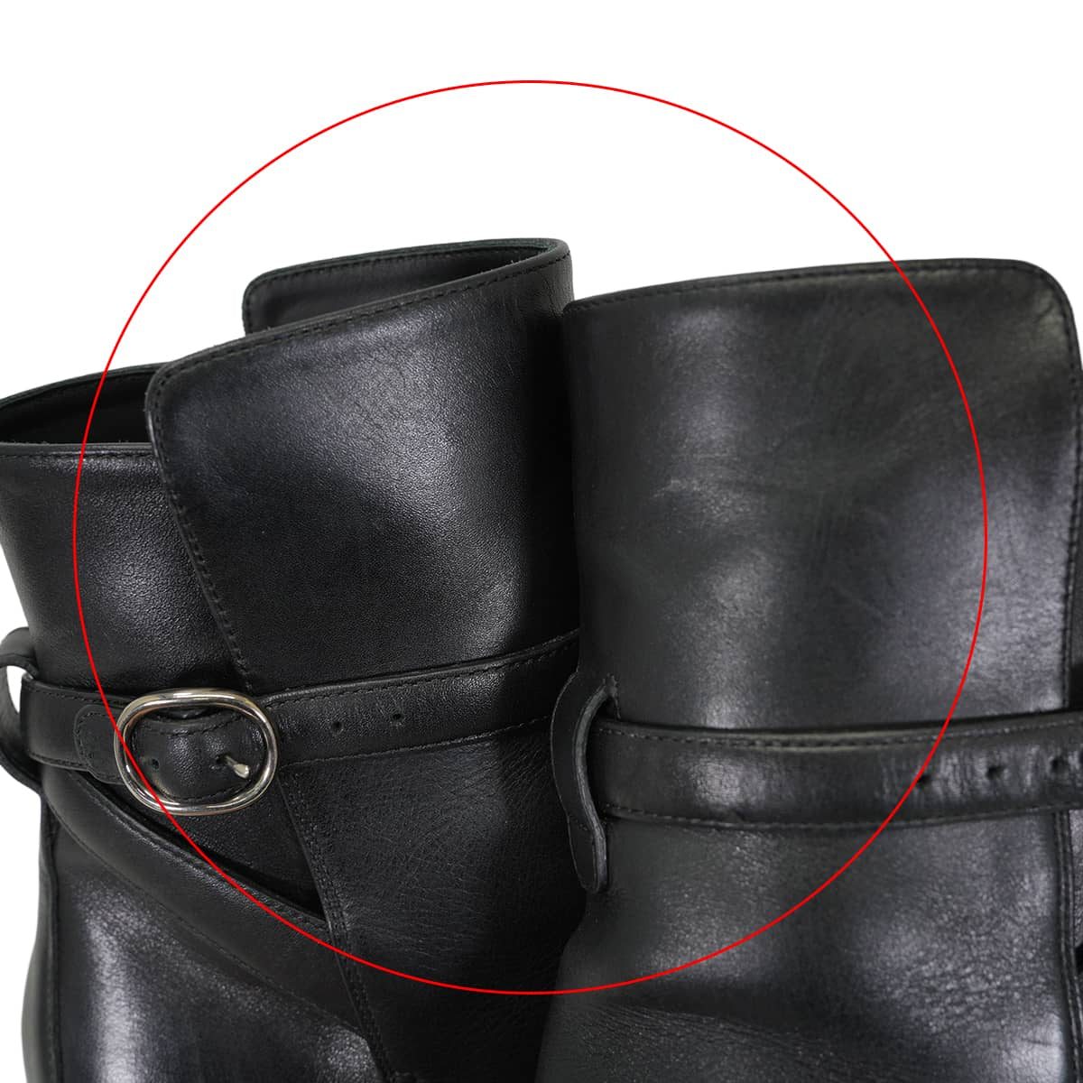 [Pre-loved] CELINE boots Short boots Jodhpur Drugstore line Chunky heel Noir (Black) Shiny calfskin #38.5 Silver HW 773974[LIKE NEW][Authentic]